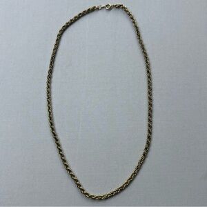 Vintage Gold Tone Rope Chain Necklace Medium Length Chunky Jewelry Unisex